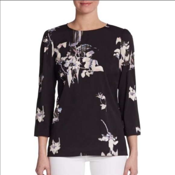 French connection Waterflower Drape 3/4 Sleeve Shirt - Picture 1 of 8